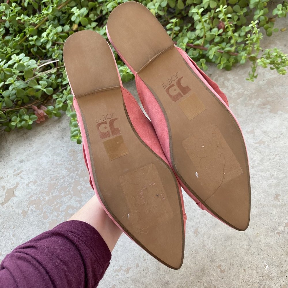 Joe's Pink Ruffle Suede Pointy Toe Mules - Picture 4 of 4